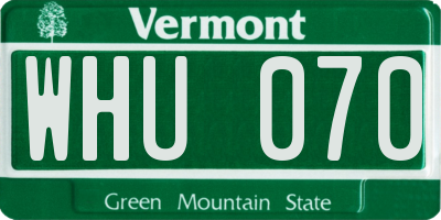 VT license plate WHU070