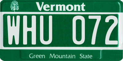 VT license plate WHU072