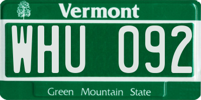 VT license plate WHU092
