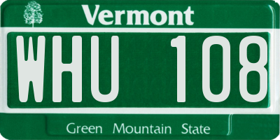 VT license plate WHU108