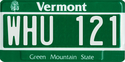 VT license plate WHU121
