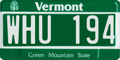 VT license plate WHU194
