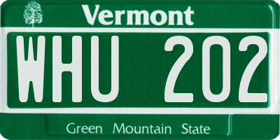 VT license plate WHU202