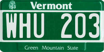 VT license plate WHU203