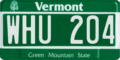 VT license plate WHU204