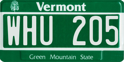 VT license plate WHU205