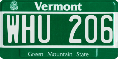 VT license plate WHU206