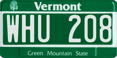 VT license plate WHU208