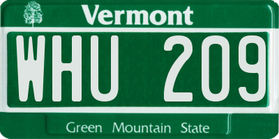 VT license plate WHU209