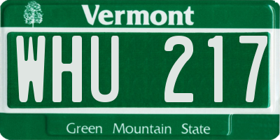 VT license plate WHU217
