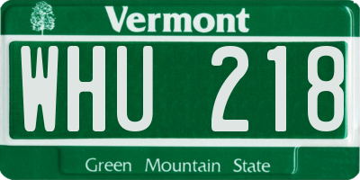 VT license plate WHU218