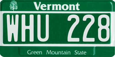 VT license plate WHU228