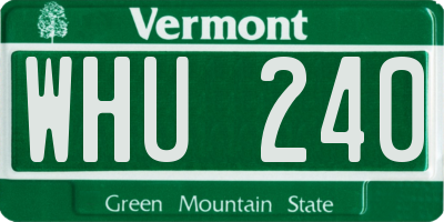 VT license plate WHU240