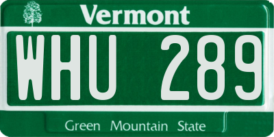 VT license plate WHU289