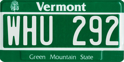 VT license plate WHU292