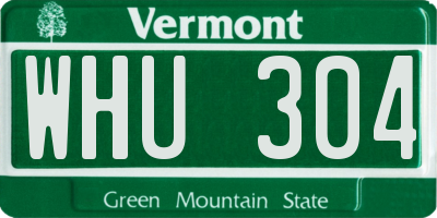 VT license plate WHU304