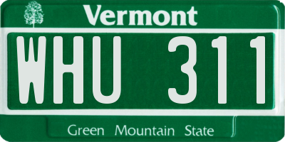 VT license plate WHU311