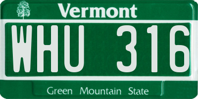 VT license plate WHU316