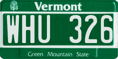 VT license plate WHU326