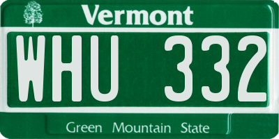 VT license plate WHU332