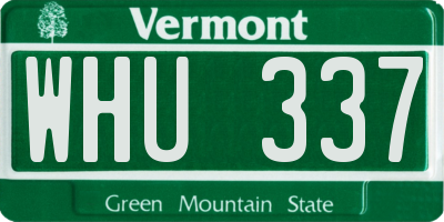 VT license plate WHU337