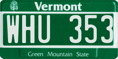 VT license plate WHU353