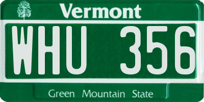 VT license plate WHU356