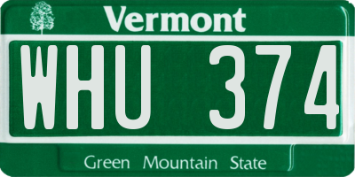 VT license plate WHU374