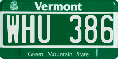 VT license plate WHU386