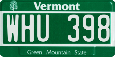 VT license plate WHU398
