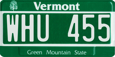 VT license plate WHU455