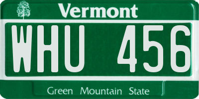 VT license plate WHU456