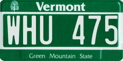 VT license plate WHU475
