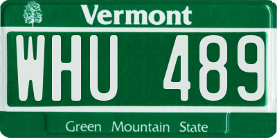 VT license plate WHU489