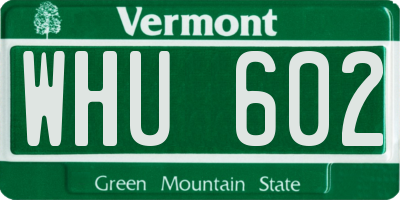 VT license plate WHU602