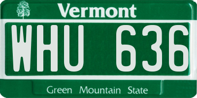 VT license plate WHU636