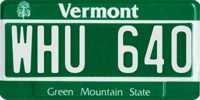 VT license plate WHU640