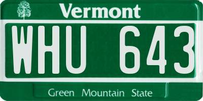 VT license plate WHU643