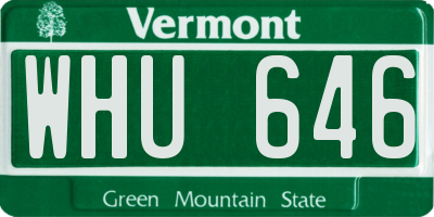 VT license plate WHU646