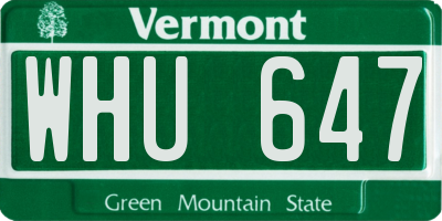 VT license plate WHU647