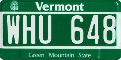 VT license plate WHU648