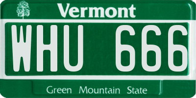 VT license plate WHU666