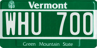 VT license plate WHU700