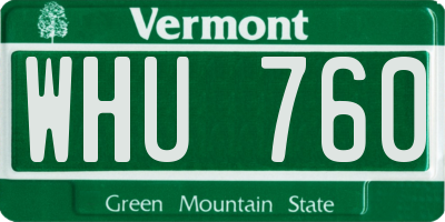 VT license plate WHU760