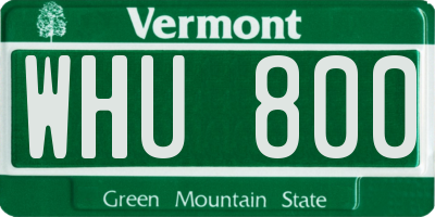 VT license plate WHU800