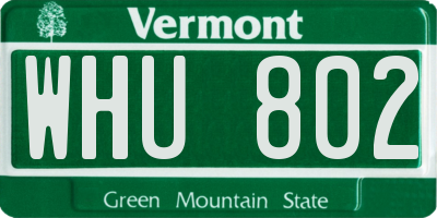 VT license plate WHU802