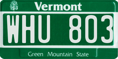 VT license plate WHU803
