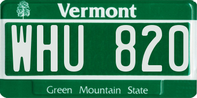 VT license plate WHU820