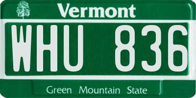 VT license plate WHU836