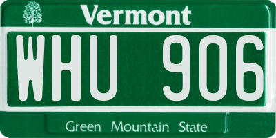 VT license plate WHU906